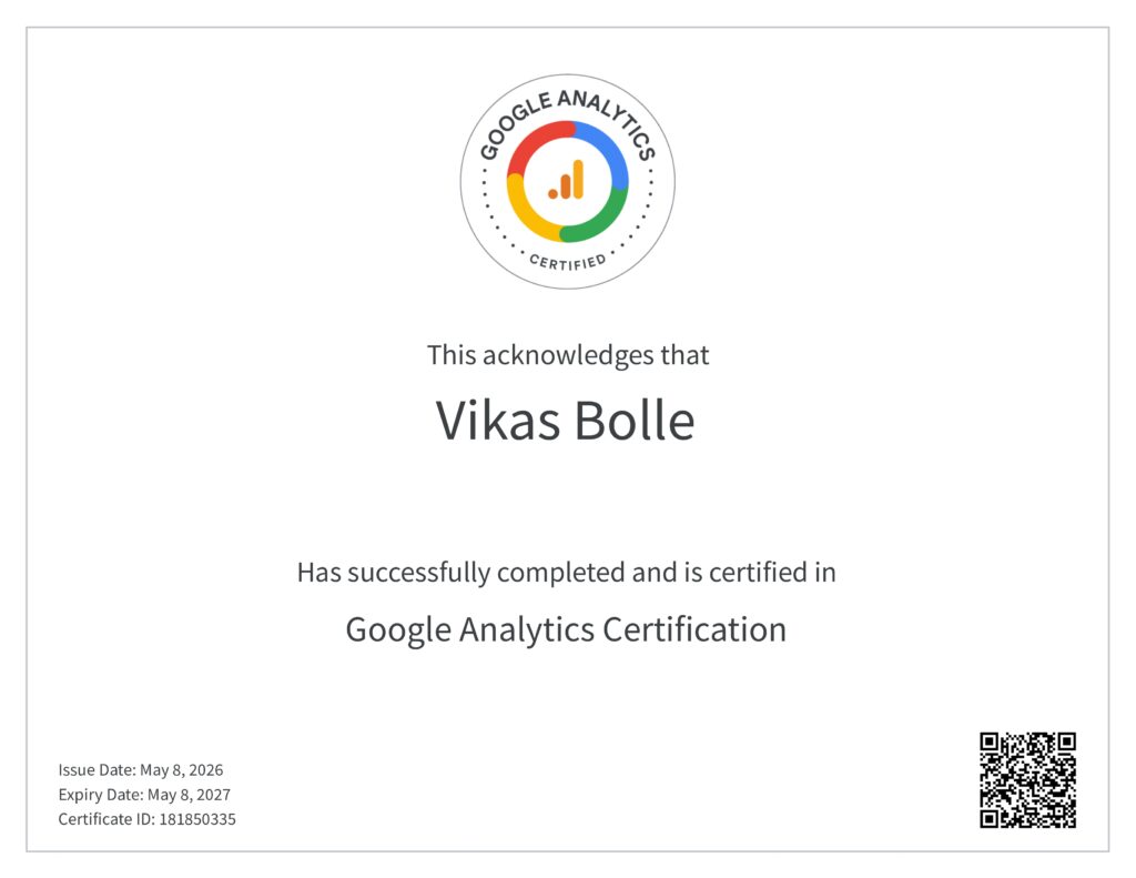 Vikas Bolle google analytics certification vikas bolle page 0001